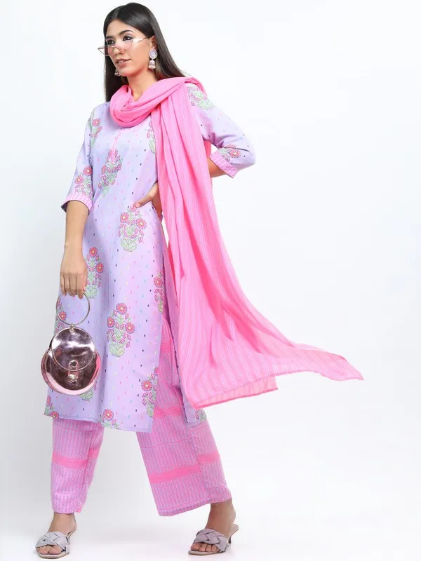  Vishudh Women Mauve Printed Kurta Sets