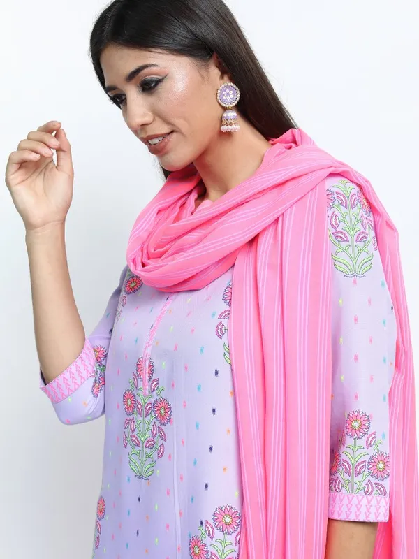  Vishudh Women Mauve Printed Kurta Sets