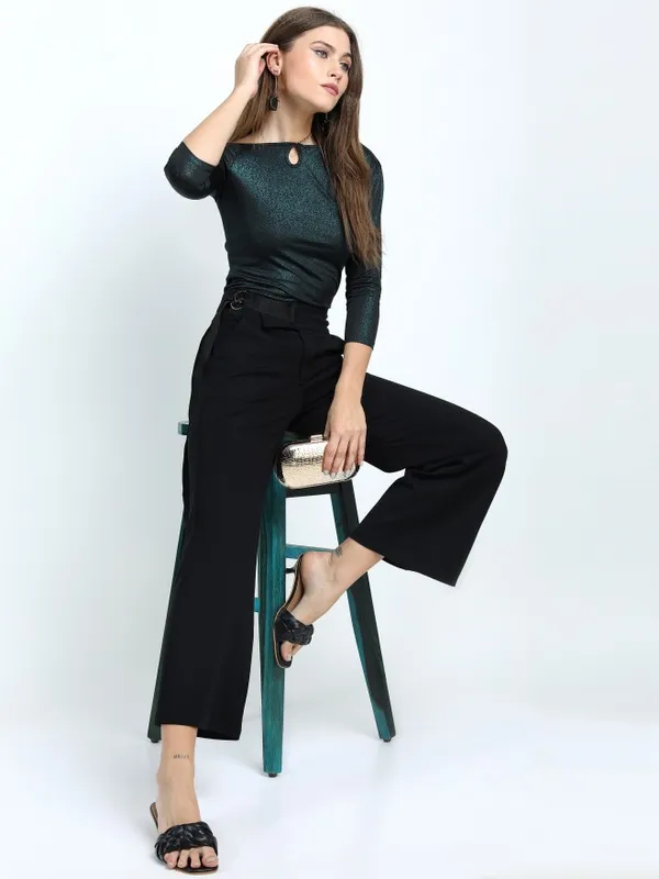  Tokyo Talkies Women Teal Solid Fitted Tops
