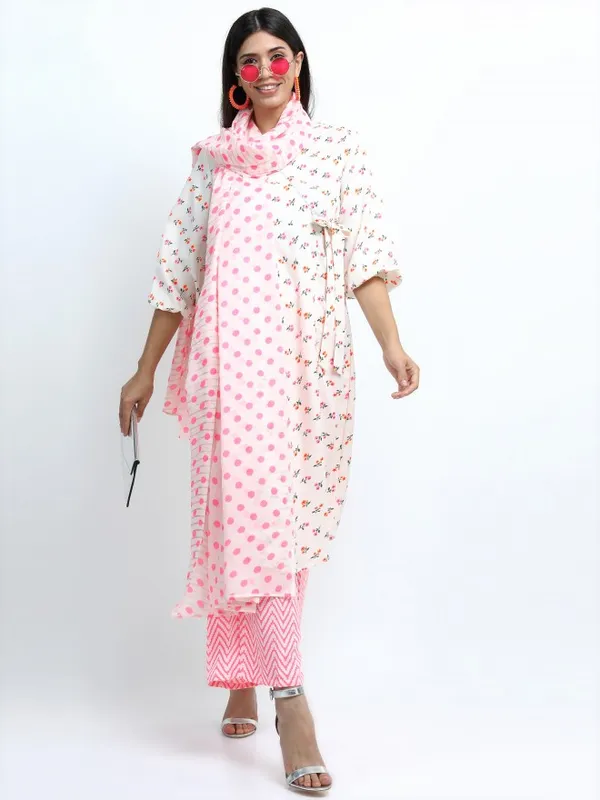  Vishudh Women Off White Printed Kurta Sets