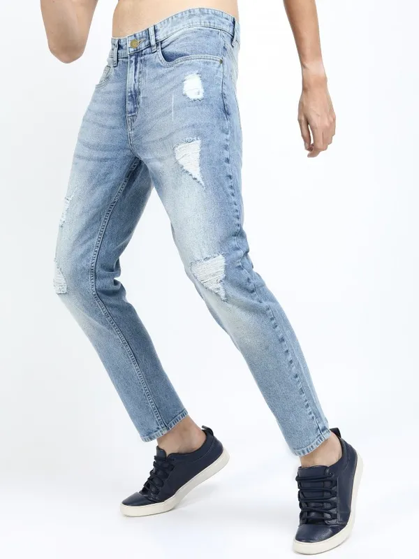  Ketch Men Blue Tapered Fit Highly Distressed Jeans