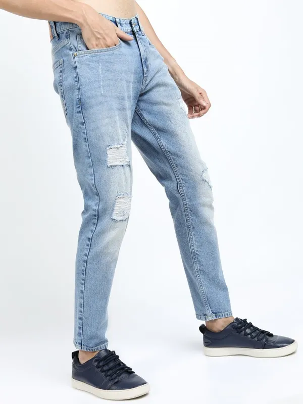  Ketch Men Blue Tapered Fit Highly Distressed Jeans