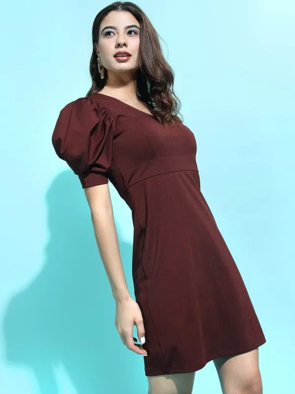  Tokyo Talkies Women Maroon Solid A-Line Dresses