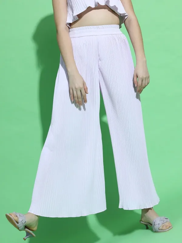  Tokyo Talkies Women Purple Solid Flared Casual Trousers