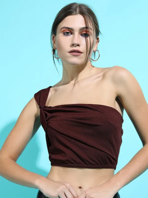  Tokyo Talkies Women Maroon Solid Regular Tops