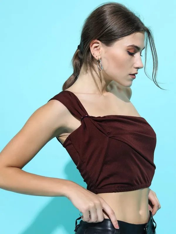  Tokyo Talkies Women Maroon Solid Regular Tops
