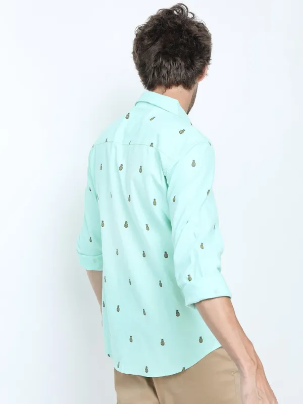  Ketch Men Blue Printed Slim Fit Casual Shirts