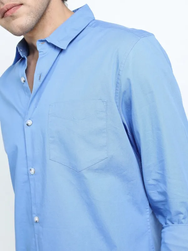  Highlander Men Blue Printed Slim Fit Casual Shirts