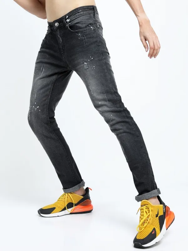  Highlander Men Grey Slim Fit Mildly Distressed Jeans