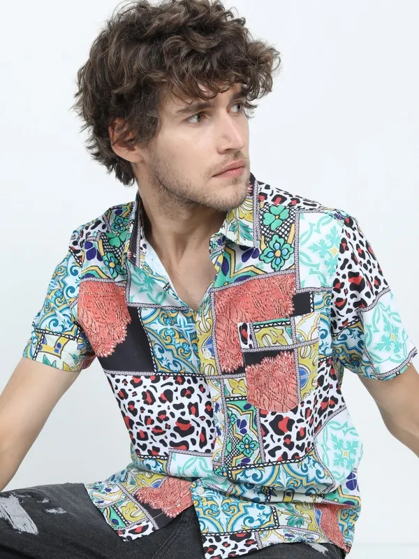 Highlander Men Multi Printed Slim Fit Casual Shirt