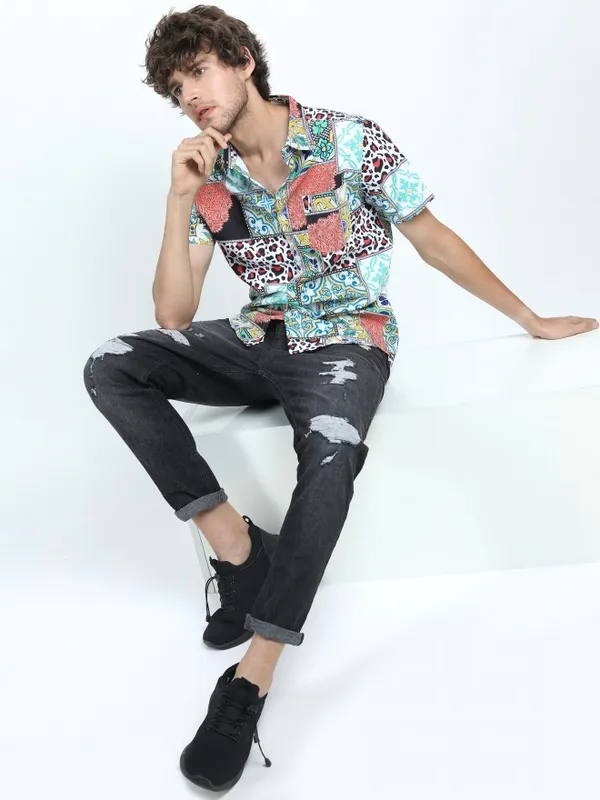 Highlander Men Multi Printed Slim Fit Casual Shirt