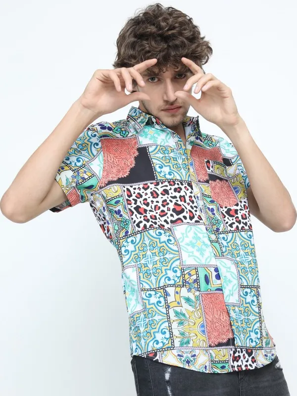 Highlander Men Multi Printed Slim Fit Casual Shirt