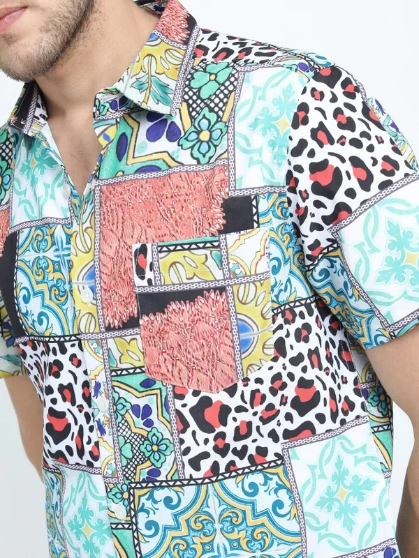 Highlander Men Multi Printed Slim Fit Casual Shirt