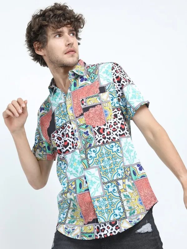 Highlander Men Multi Printed Slim Fit Casual Shirt