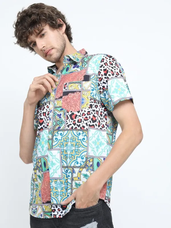 Highlander Men Multi Printed Slim Fit Casual Shirt