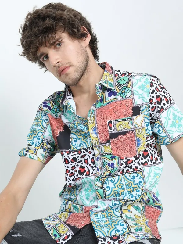 Highlander Men Multi Printed Slim Fit Casual Shirt
