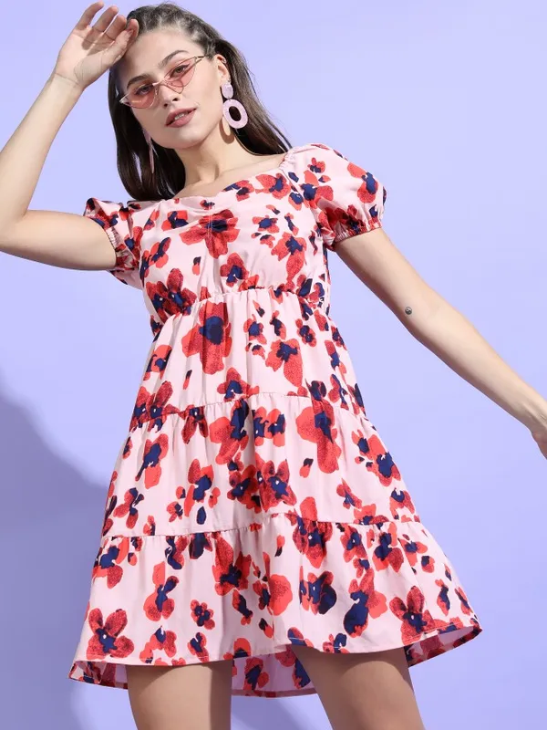  Tokyo Talkies Women Beige Printed Fit And Flare Dresses