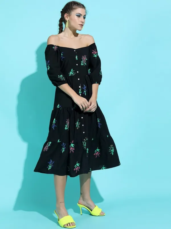  Tokyo Talkies Women Black Solid A-Line Dresses
