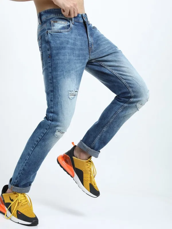  Highlander Men Blue Slim Fit Mildly Distressed Jeans