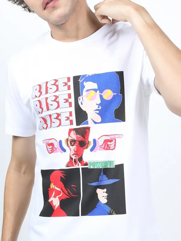 Men Printed Round Neck T-shirt