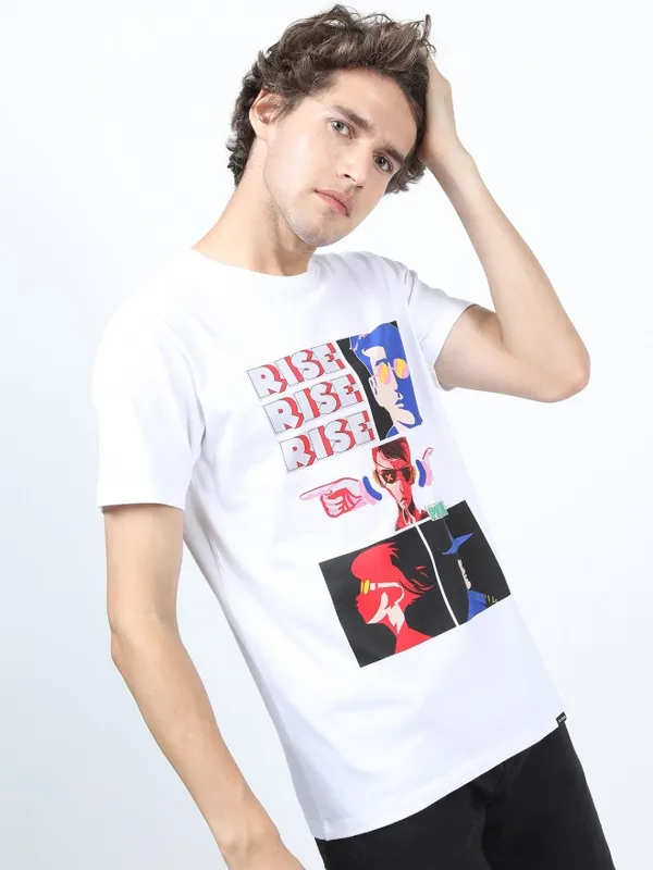 Men Printed Round Neck T-shirt