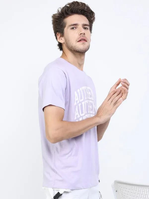  Highlander Men Pink Printed Round Neck T-Shirts