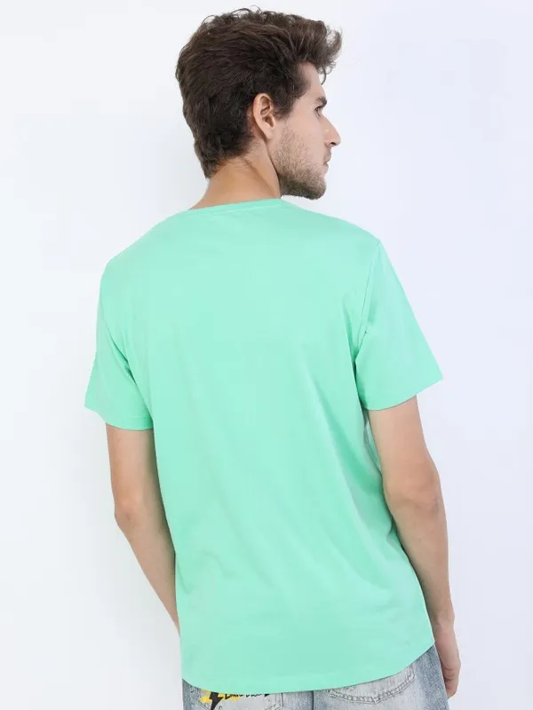 Highlander Men Green Printed Round Neck T-Shirts