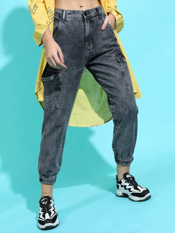 Tokyo Talkies Women Grey Jogger Jeans
