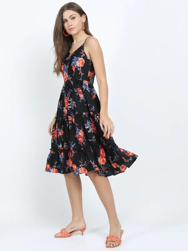  Tokyo Talkies Women Black Printed Fit And Flare Dresses