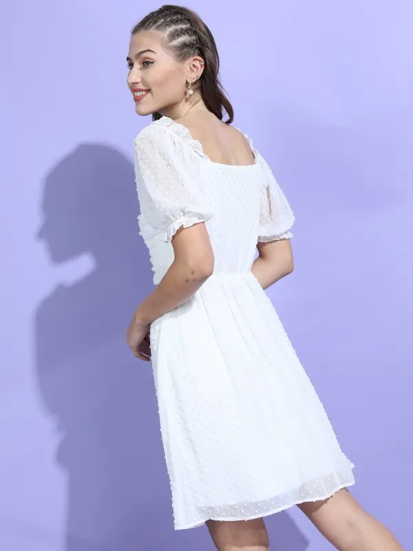  Tokyo Talkies Women White Solid A-Line Dresses
