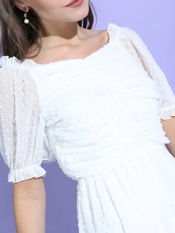  Tokyo Talkies Women White Solid A-Line Dresses