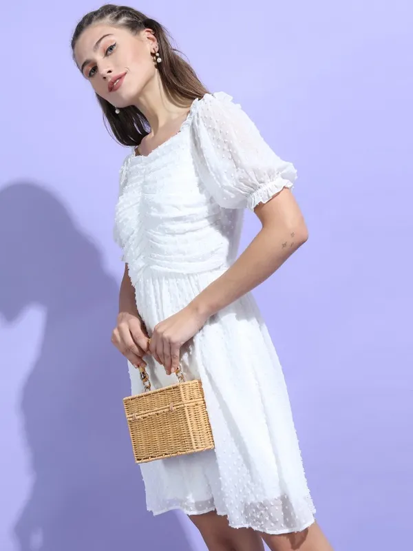  Tokyo Talkies Women White Solid A-Line Dresses