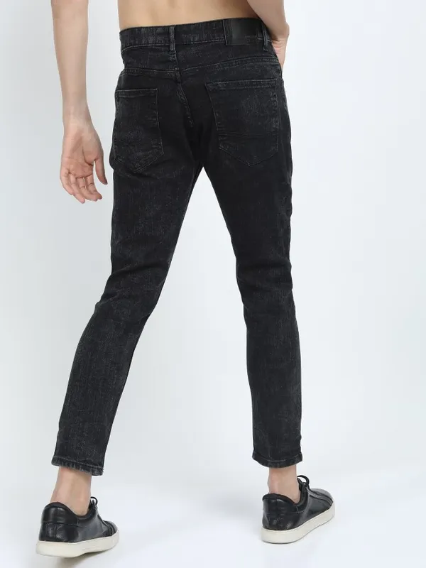  Highlander Men Black Tapered Fit Clean Look Jeans
