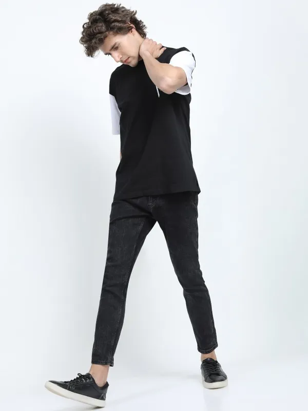  Highlander Men Black Tapered Fit Clean Look Jeans