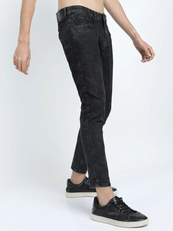  Highlander Men Black Tapered Fit Clean Look Jeans