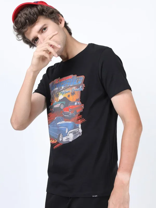 Men Printed Round Neck T-shirt