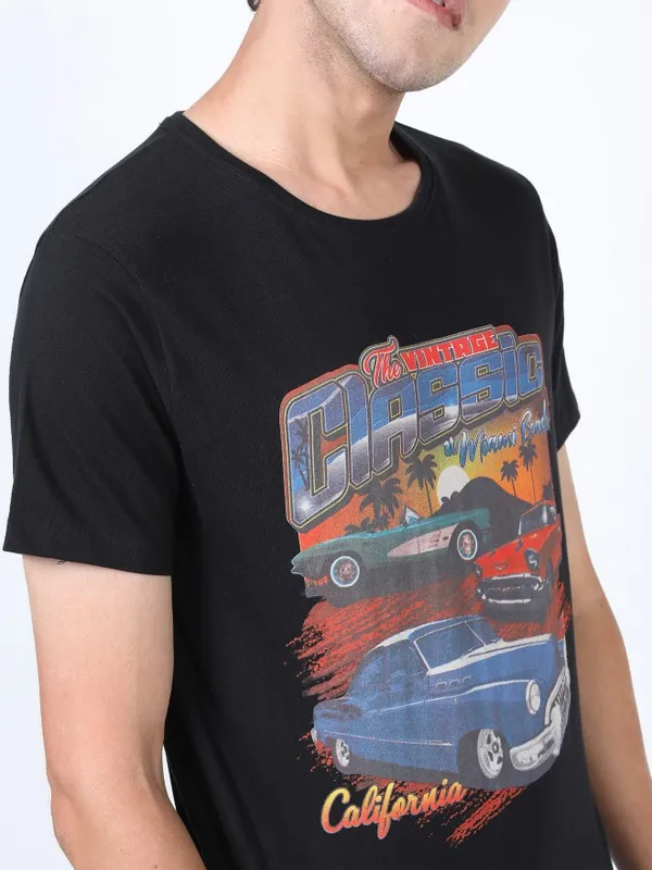 Men Printed Round Neck T-shirt