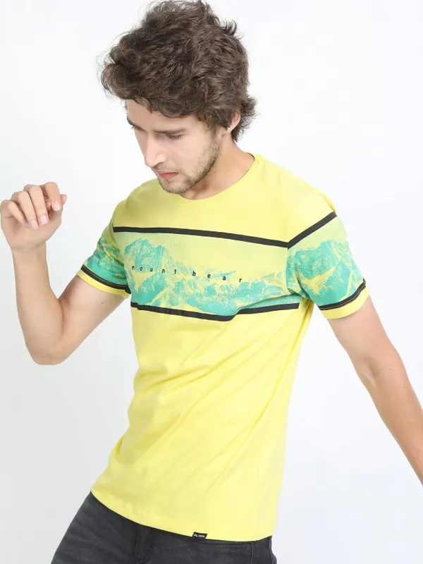  Highlander Men Green Printed Round Neck T-Shirts