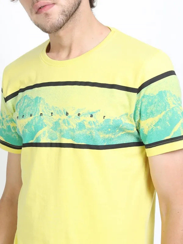  Highlander Men Green Printed Round Neck T-Shirts