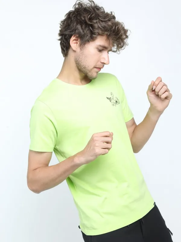  Highlander Men Green Printed Round Neck T-Shirts