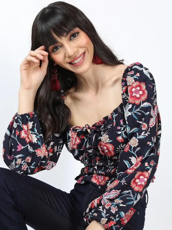 Printed Blouson Top