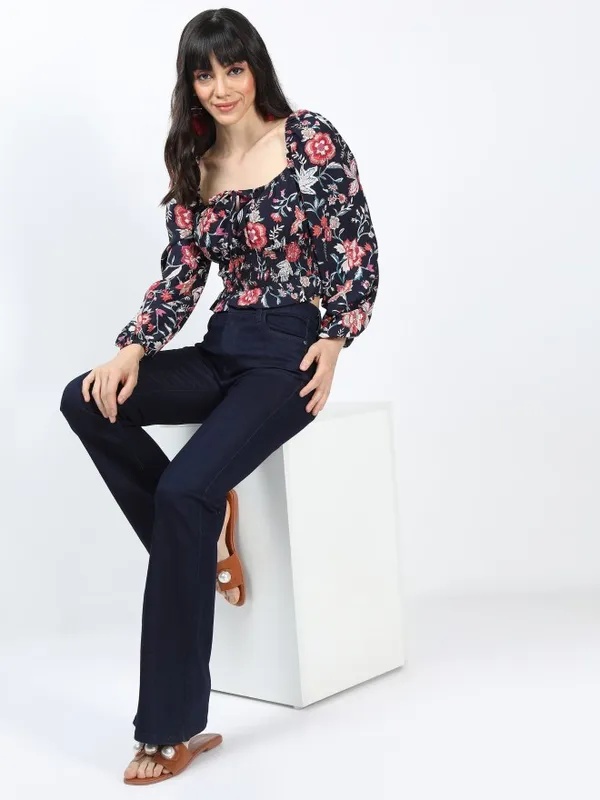Printed Blouson Top