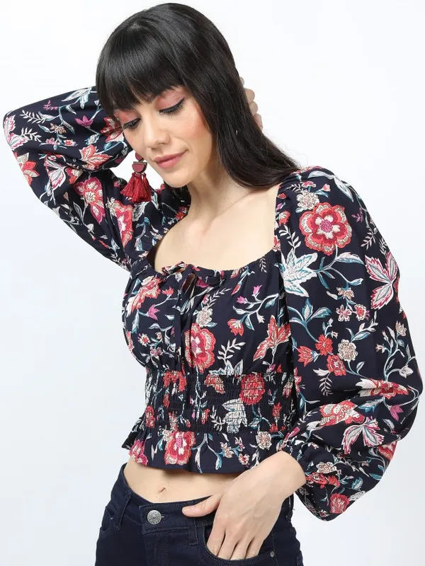 Printed Blouson Top