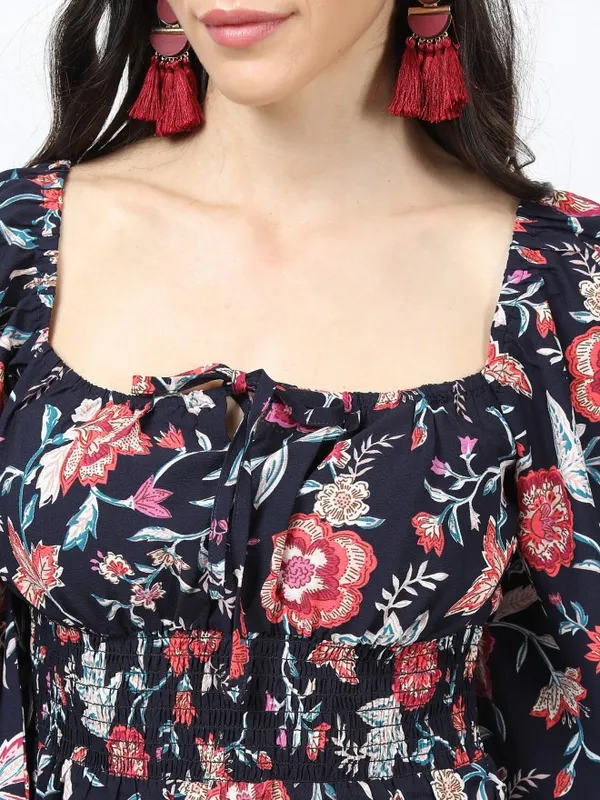 Printed Blouson Top