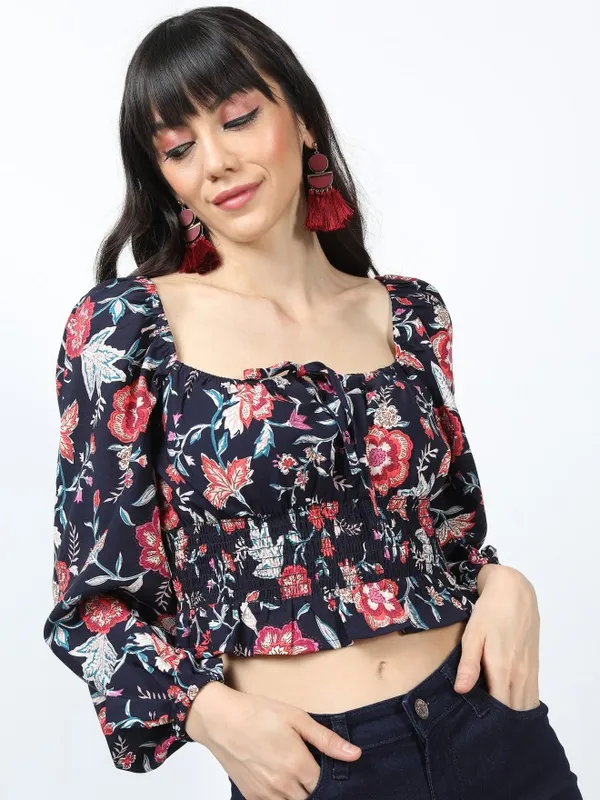 Printed Blouson Top