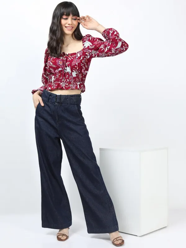  Tokyo Talkies Women Red Printed Blouson Tops
