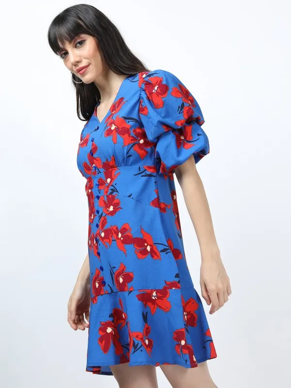 Printed Peplum Dress
