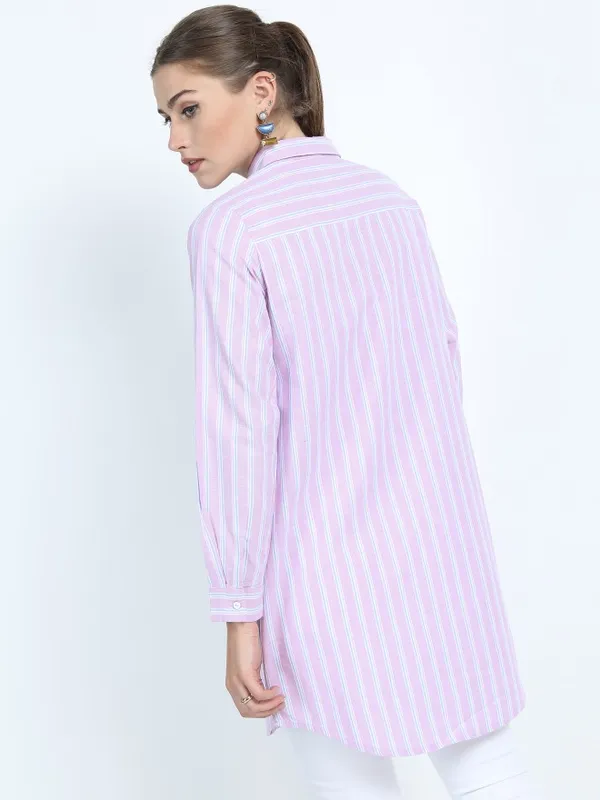  Tokyo Talkies Women Mauve Striped Casual Shirts