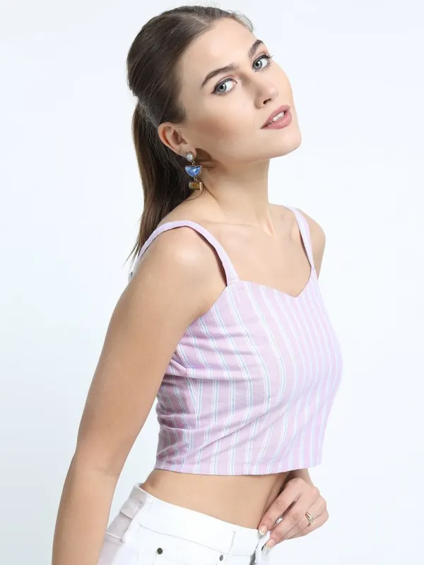  Tokyo Talkies Women Mauve Striped Casual Shirts