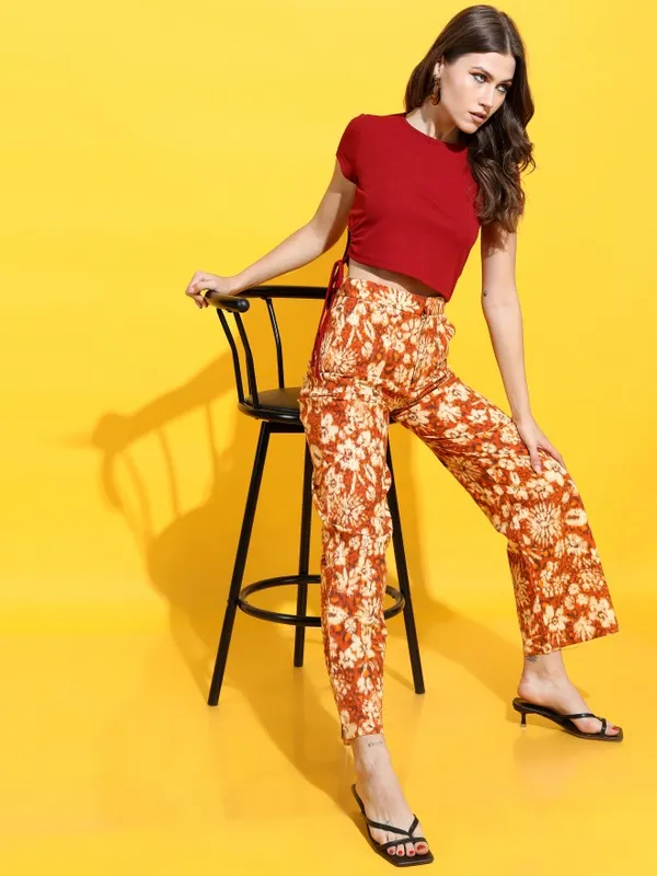  Tokyo Talkies Women Maroon Solid Fitted Tops